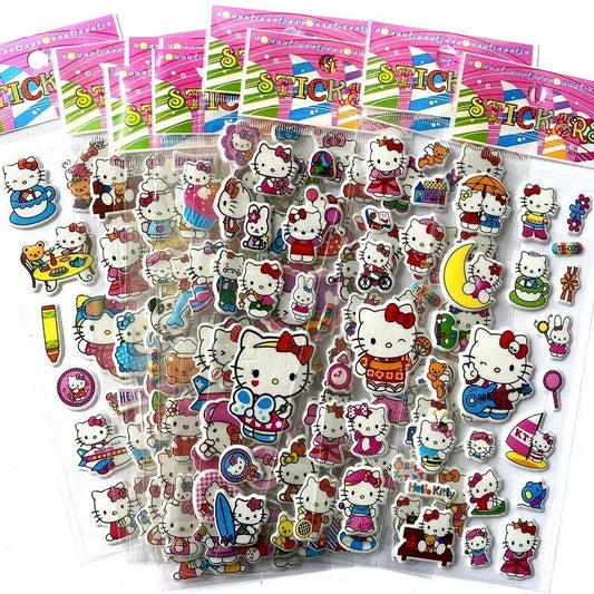 12PCS Kawaii Hello Kitty Bubble Stickers 3D Decoration Decals Cute Children Reward Puffy Sticker Stationery Supplies Kids Toy