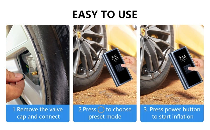 Wireless Portable Inflatable Pump Car Air Compressor Super Long Battery Life Electric Tire Inflator Pump for Motorcycle Balls