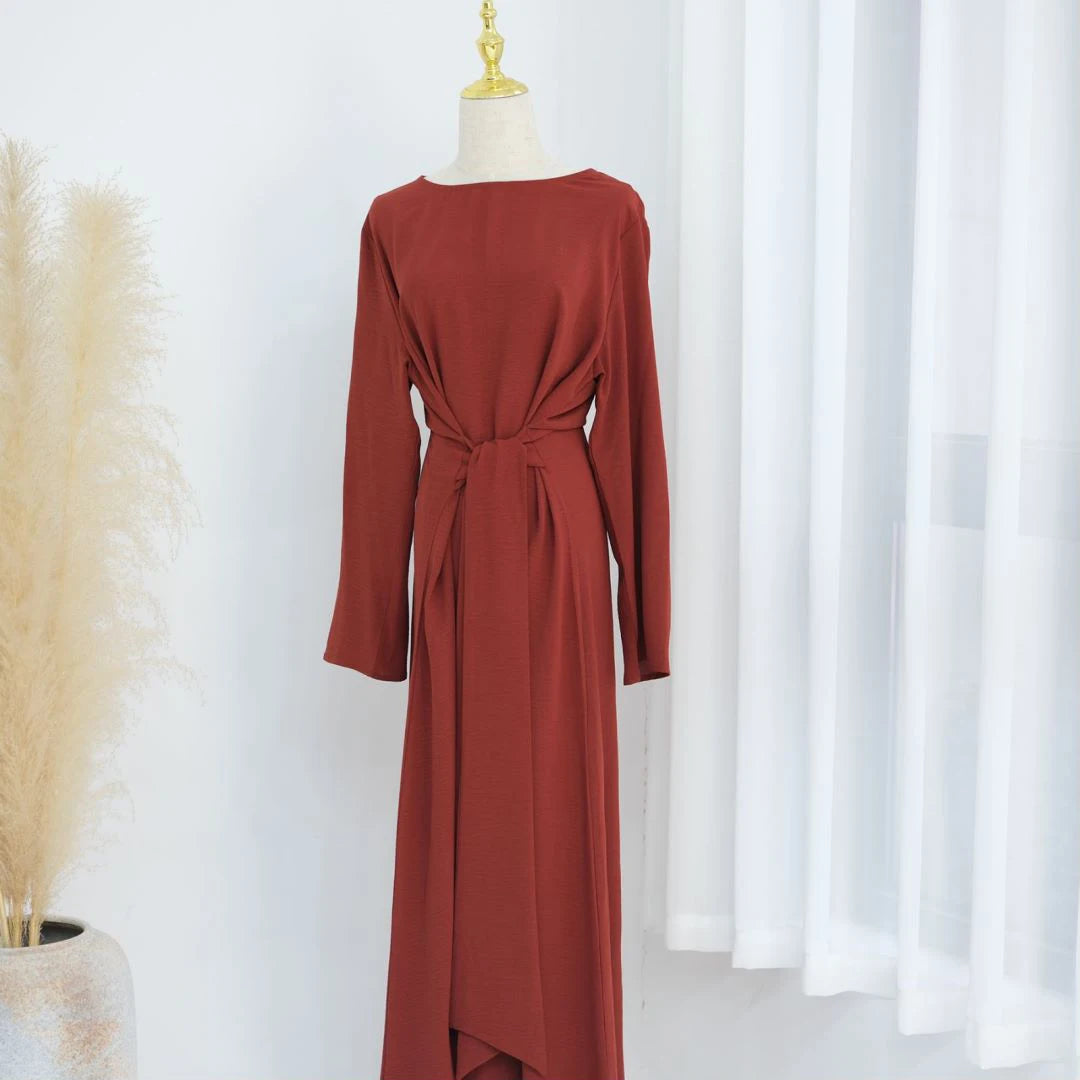 Uni Elegant Ramadan Muslim Modest Dress For Women Eid Arabic Turkey Kaftan Dresses femme Plain Abaya Dubai Islamic Clothing