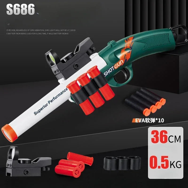 S686 Throwing Shell Toy Gun Soft Bullet Airsoft Launcher Outdoor Sports CS Game Weapon Pistola Shooter Weapon for Boys Gift