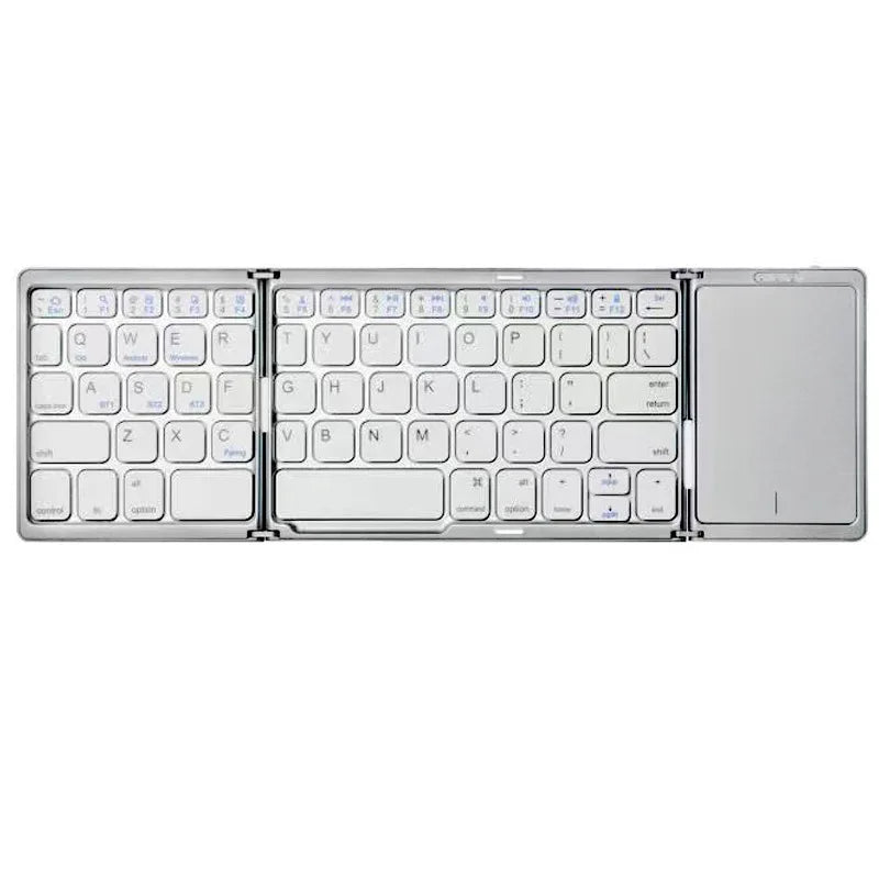 3-Folding Keyboard with Touchpad Dual Bluetooth Keyboard Portable Rechargeable Mini Keyboard for Laptop Windows Android IOS