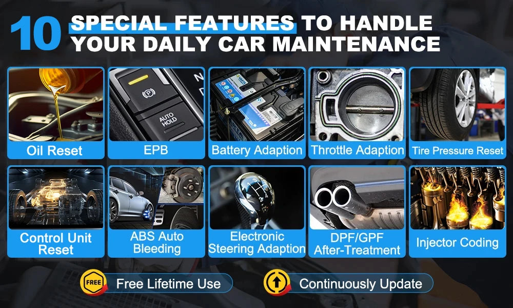 XTOOL D5 Car Diagnostic Tools Gearbox ABS EPB Airbag Engine 5 System Scanner 10 Reset Service OBD2 Scanner Lifetime Free Update