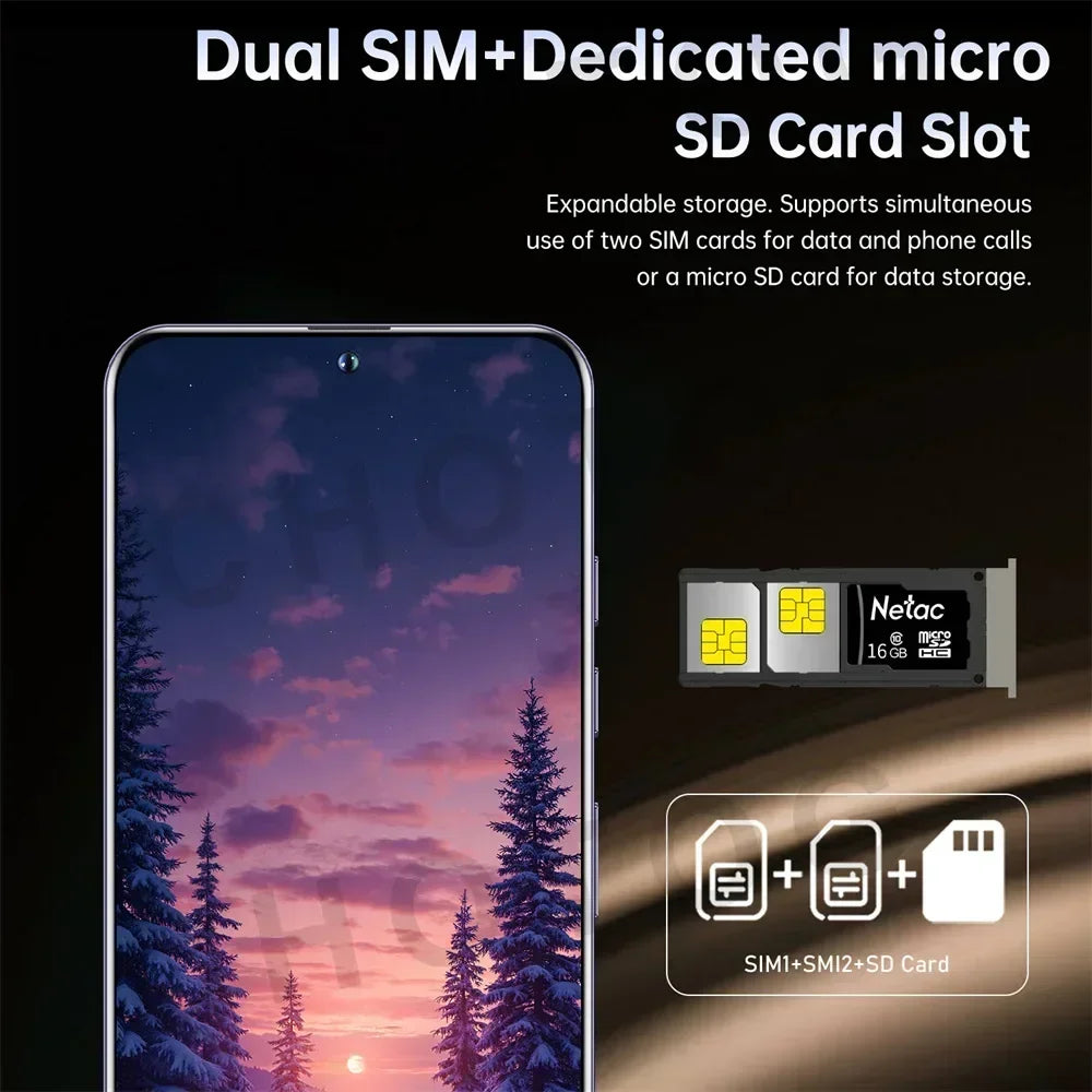 2025 Cellphones S+ 24 Ultra Original 5G Smartphone 7.3HD Dual SIM Cell Phone 7800mAh Android 14 Global Version Mobile Phones