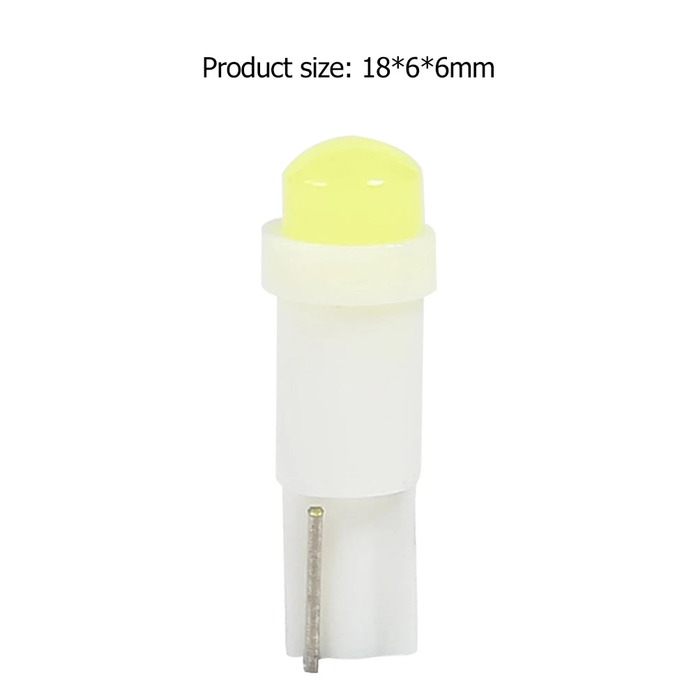 10pcs T5 3D COB LED Car Instrument Cluster Lamp Indicator Reading Light Bulbs Color Temperature 6,000K Brightness 120LM
