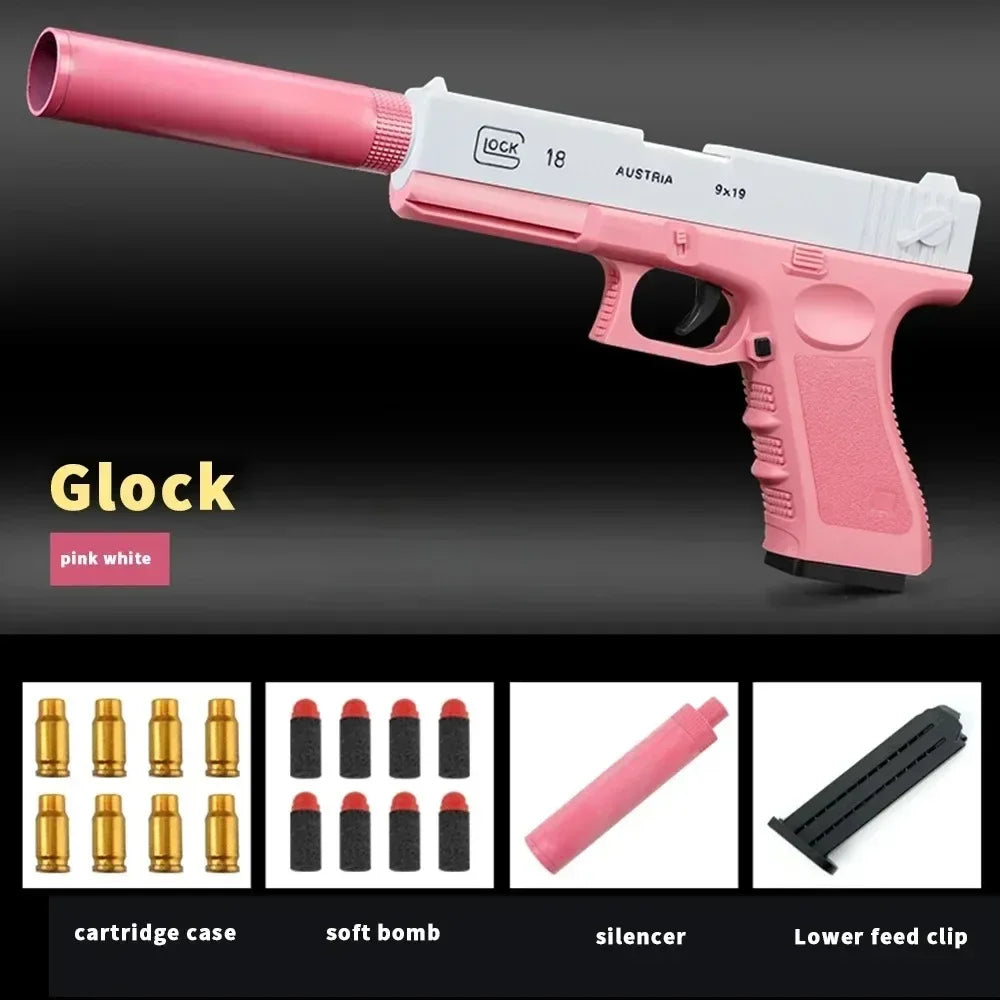 Soft Bullet Toy Gun for Kids Outdoor Toys with Silencer Foam Ejection Toy Gun Toy For Boys Girls