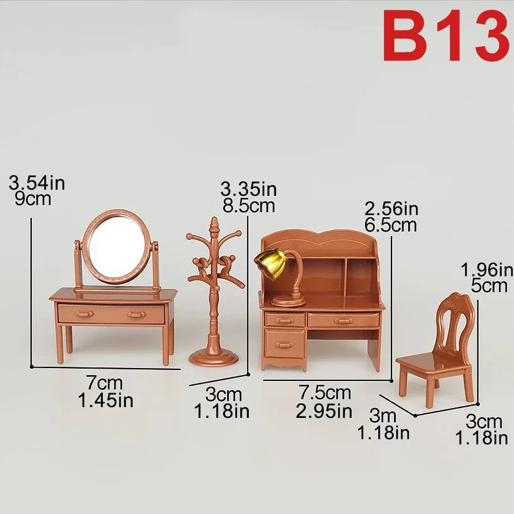 1:12Dollhouse Miniature Furniture Toys Set DIY Forest Family Kids Girls Pretend Play Furniture Toys Gift for Christmas Birthday