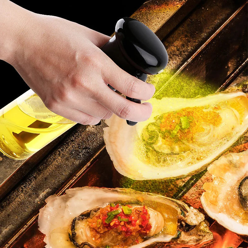 1pc Black Kitchen Oil Bottle Cooking Oil Spray 200ml Pneumatic Spray Bottle Fitness Barbecue Spray Oil Dispenser