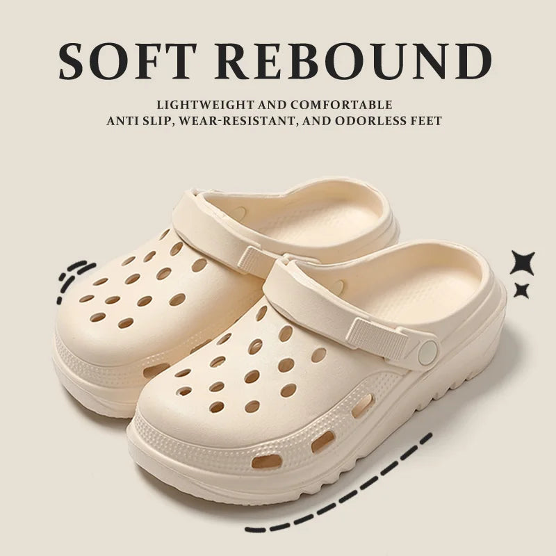 Thick soled perforated shoes for women, sandals for wearing, height increasing slippers, hiking beach sandals