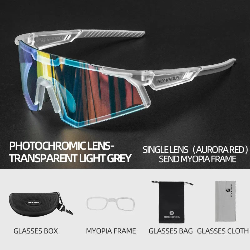 ROCKBROS Cycling Glasses Sun Protection Photochromic Bike Sunglasses Eyewear Sport Polarized Lens Glaases Bicycle Glasses