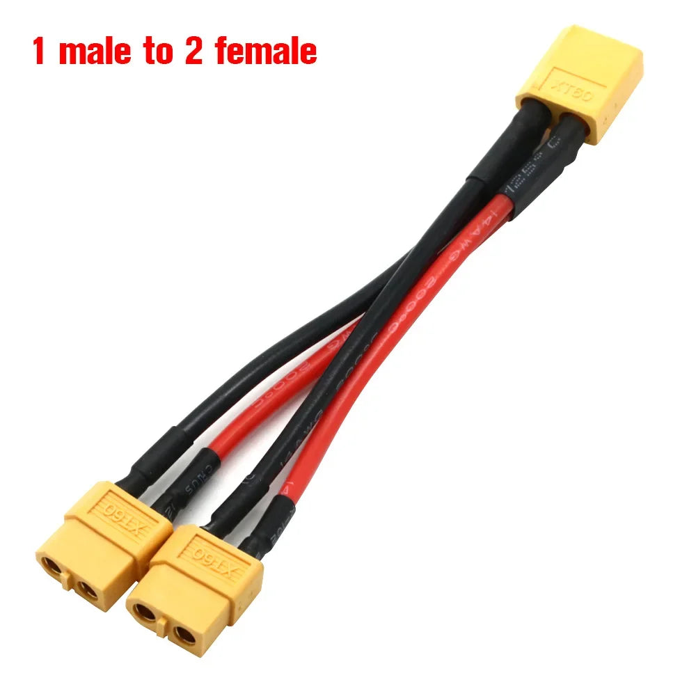 Silicon wire XT60 parallel battery connector male/female cable double extension Y splitter/RC battery motor with 3 way 14AWG