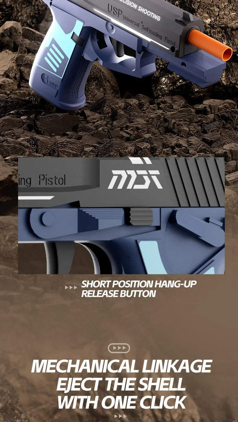 Soft Bullet Toy Gun USP Throwing Shell Airsoft Blaster Outdoor Sports CS Game Weapon Pistol Shooter Weapon for Children Gift