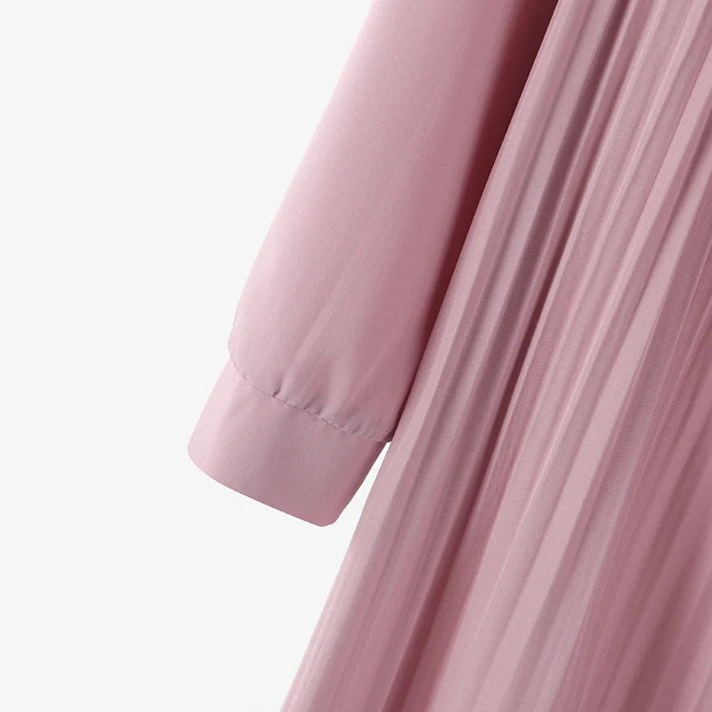 2025 ZANZEA Muslim Abaya Hijab Dress Women Elegant Long Sleeve Pleated Sundress Fashion Casual IsIamic Clothing Dubai Maxi Robe