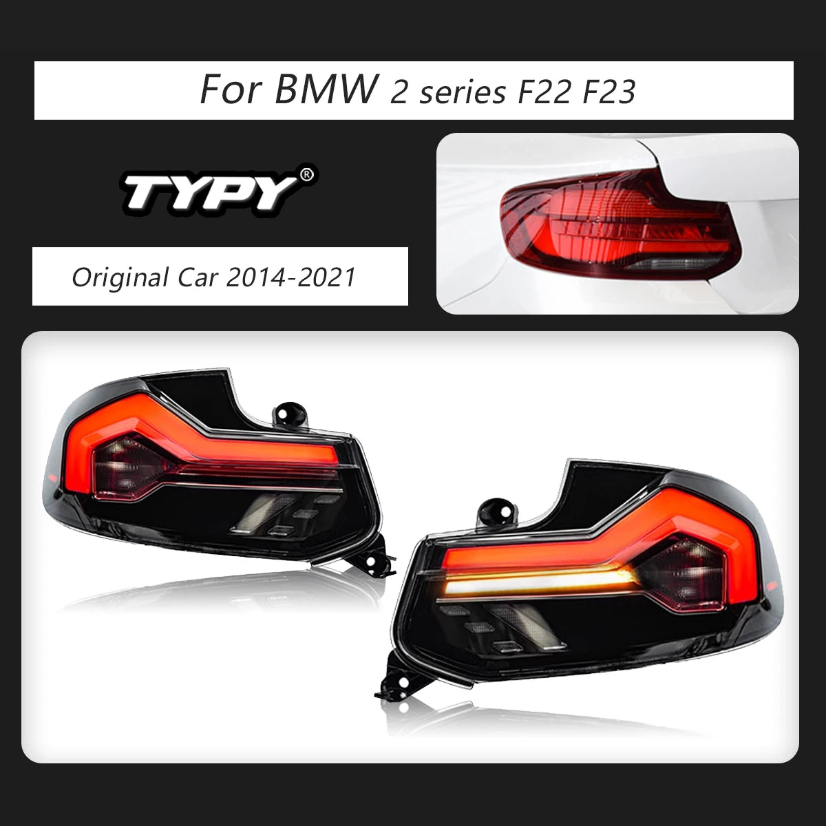 TYPY Car Lights LED Rear Lamps For BMW 2 Series F22 Taillights Assembly 220i 225i M2 F23 F87 Dynamic DRL Turn Signals Plug Play