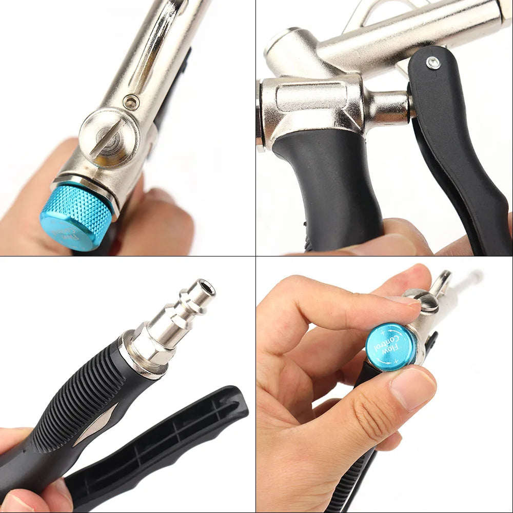 2-Way High Pressure Air Blow Gun Aluminum Air Dust Gun Angled Bent Nozzle Pistol Grip Pneumatic 150PSI
