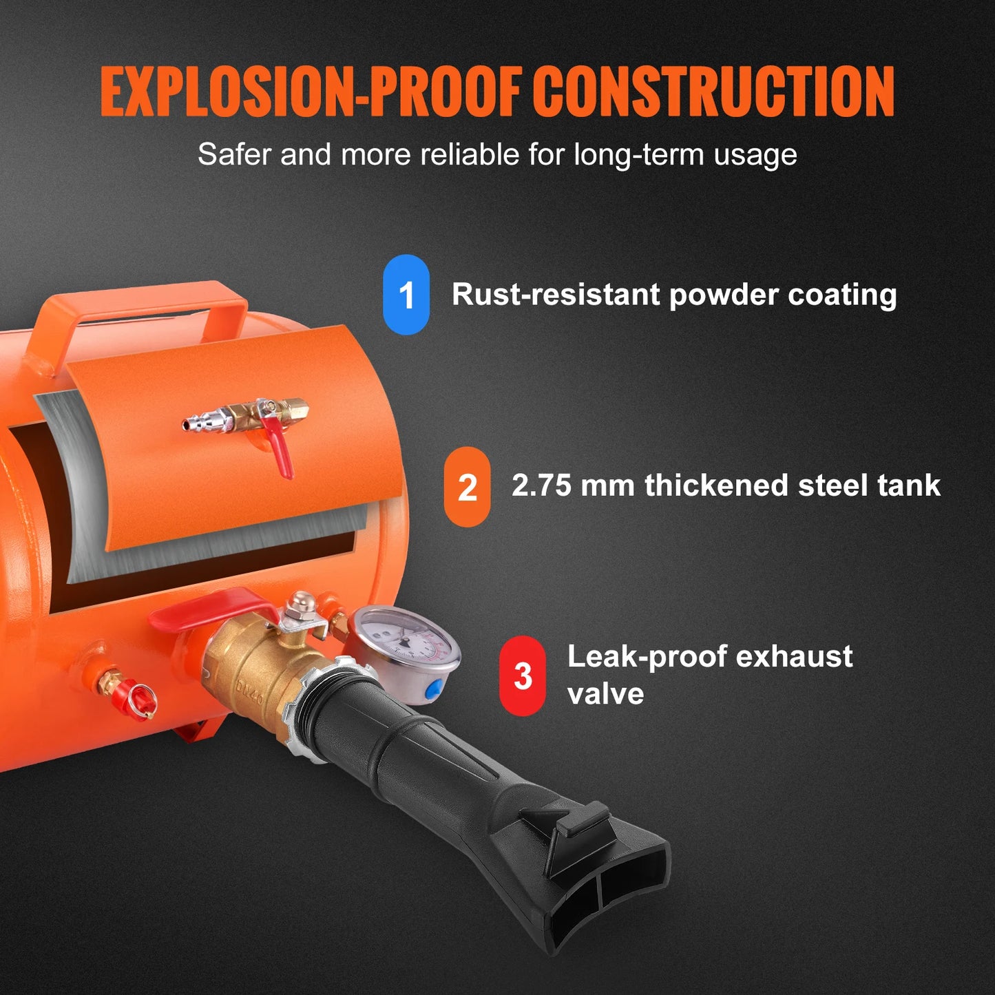 SucceBuy Tire Bead Blaster 5 Gallon/19L Capacity Includes Pressure Gauge & Handle 145 PSI Max Inflation Tank for Cars Trucks ATV