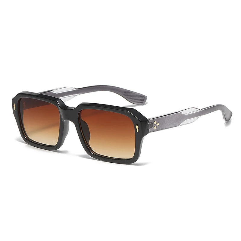 2024 New Square Sunglasses Personalized Sunscreen Ink High Quality Men's Retro Black Classic Rivet Fashion Glasses