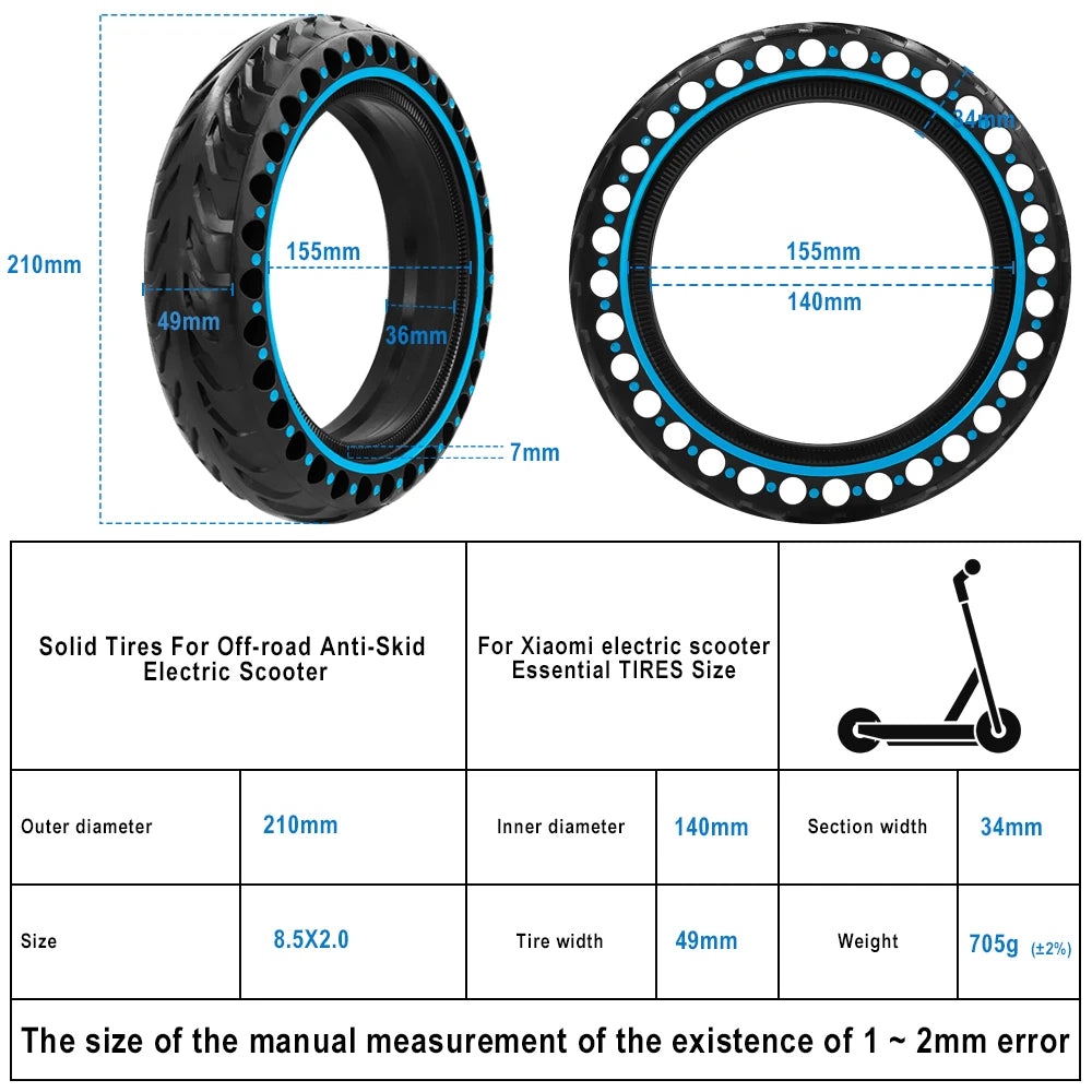 Solid Rubber Tyres 8 1/2 for xiaomi M365 pro 2 1S Electric Scooters Puncture-proof Tyres 8.5 Inch 8.5" Wheels Hard Rubber Tyres