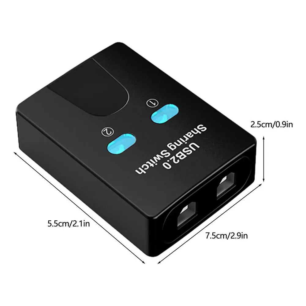 2 Port USB Switch Manual USB HUB Two Computers Share U Disk Printer Devices Two In One Out USB 2.0 Sharer With Cable