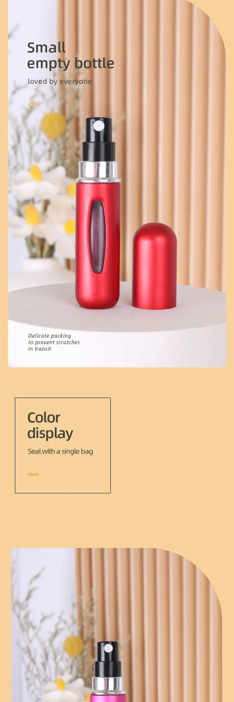 1pc Trial Size 5ml Aluminum Perfume Bottle Bottom Easy Pump Refill Perfume Spray Bottle Mini Lightweight Travel Essential