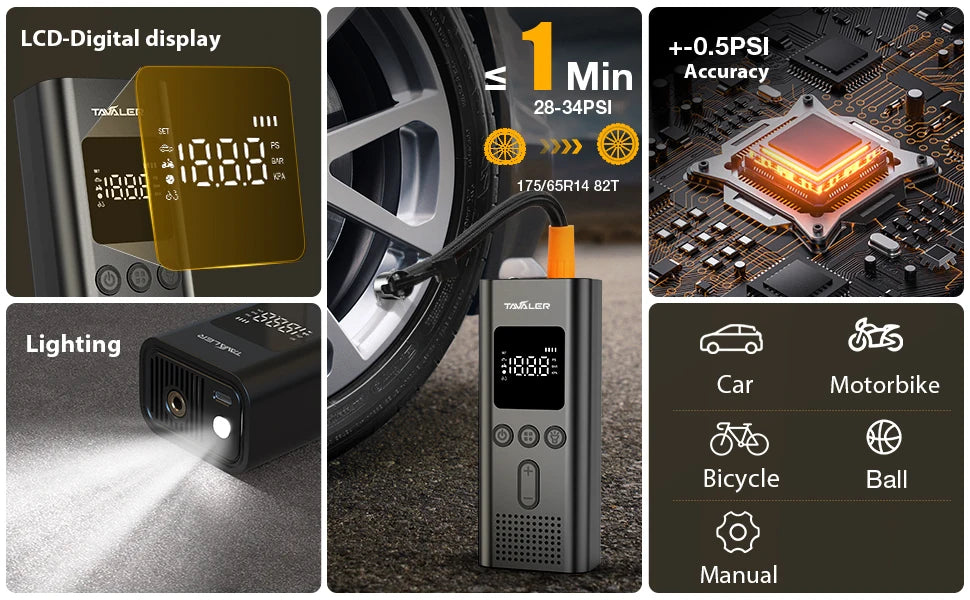 Wireless Air Pump 150psi Portable Electric Tire Inflator For Car Bicycle Motorcycle Air Compressor Injector Bike Accessories