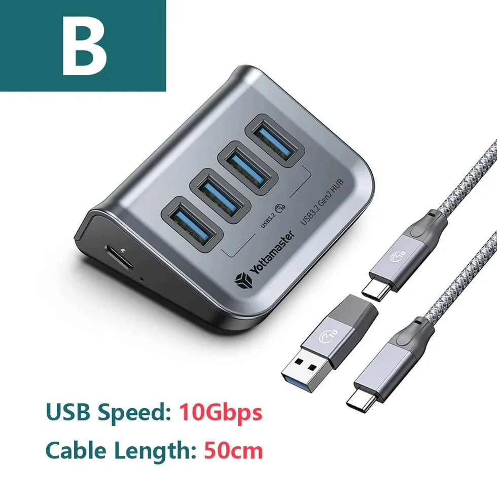 Yottamaster 4in1 Type-C USB-A Multi-fonction USB HUB to 10Gbps USB 3.1 Adapter USB Docking Station for WIndows MAC USB Splitter