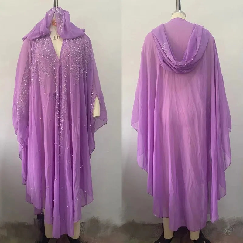 Thin Hooded Cloak Women Clothing Cape Dress Fashion Clothes Vintage Streetwear Ponchos Coats Jackets Bling Diamond Party