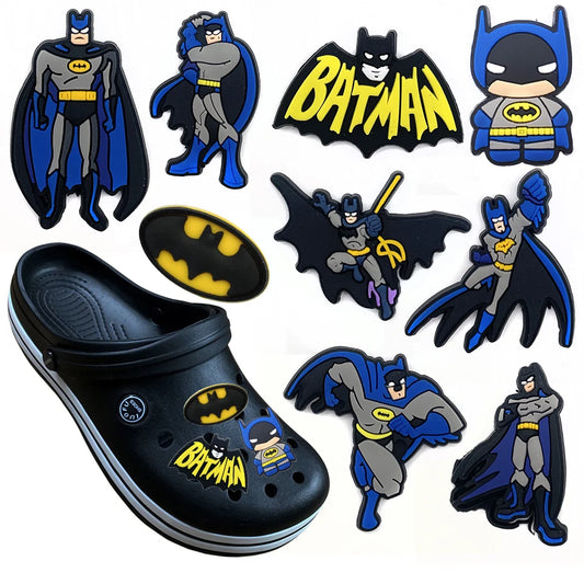 MINISO 9-12Pcs Cartoon DC Batman PVC Shoe Charm Accessories DIY Clog Sandal Shoe Buckle Decorations Children Kids Party Gifts - Belvar