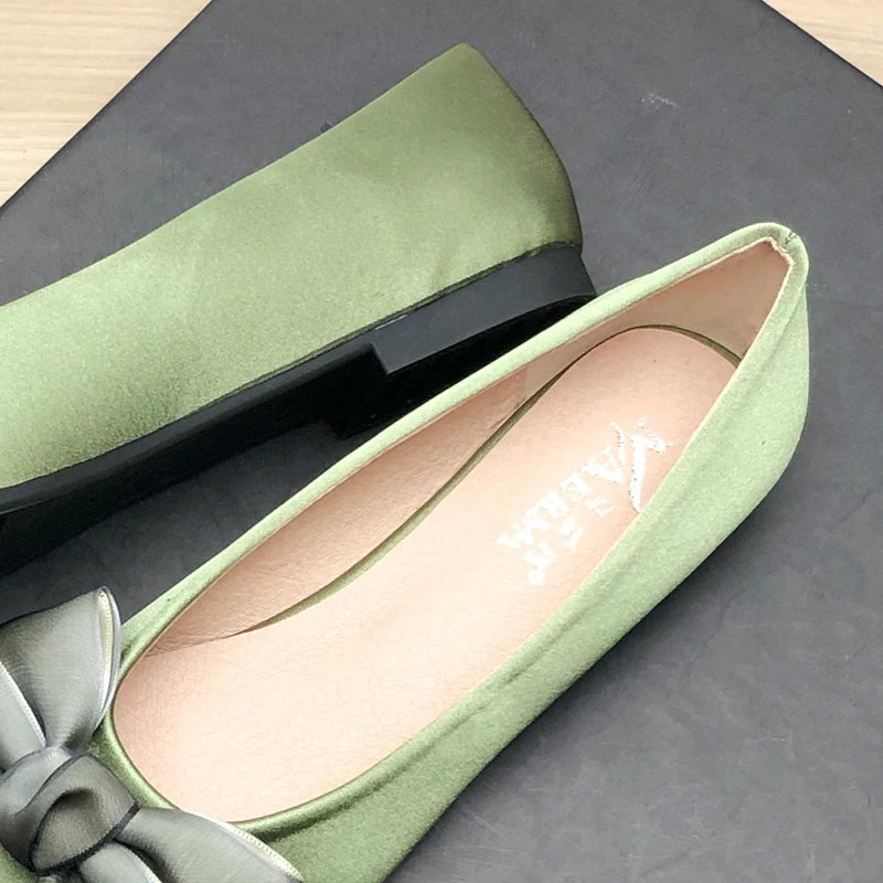 Shoes for Women Flat Heels Pointed Flat Shoes Black Flats for Women Dressy Comfort Silk Bow Size 33-43 Nice Quality Basic Shoes