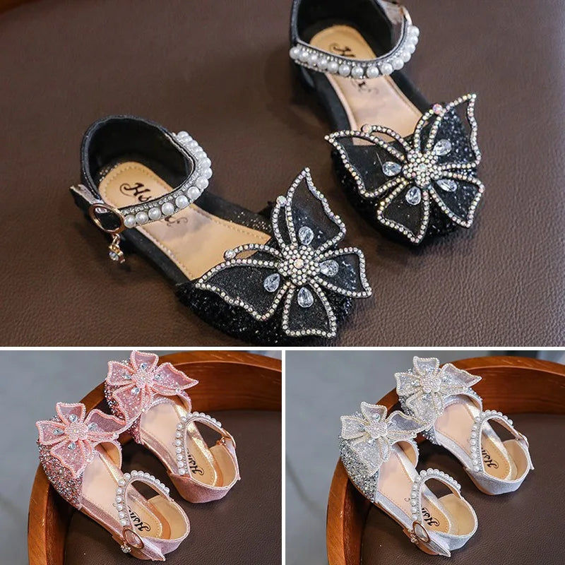 Toddler Girls Dress Shoes for Girls Princess Shoes Low Heels Toddler Soft Sole Glitter Shoes for Wedding Party