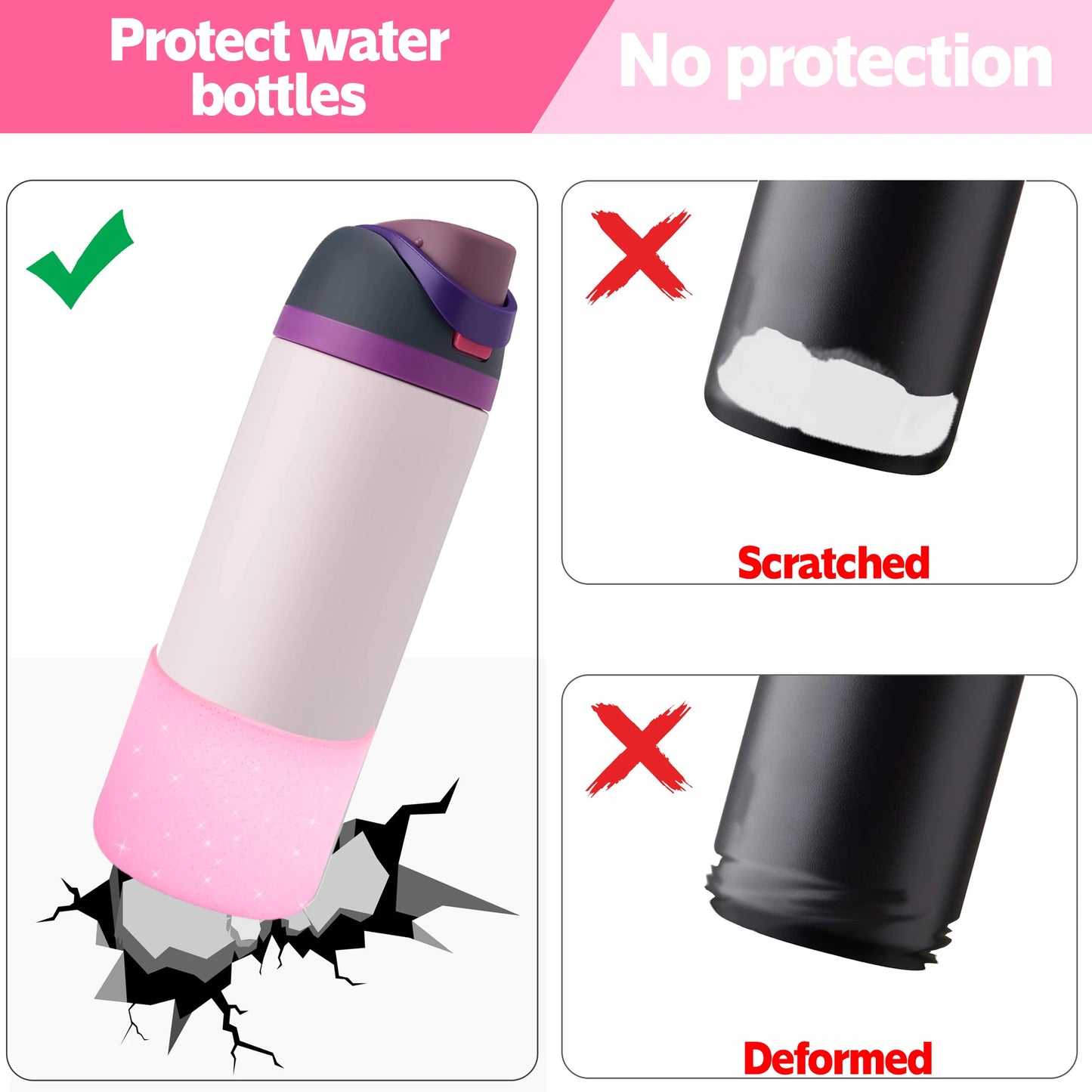 Silicone Water Bottle Boot For Owala 24oz 32oz Anti-Slip Protective Sleeve Bottom Bumper Protector Twist And Flip