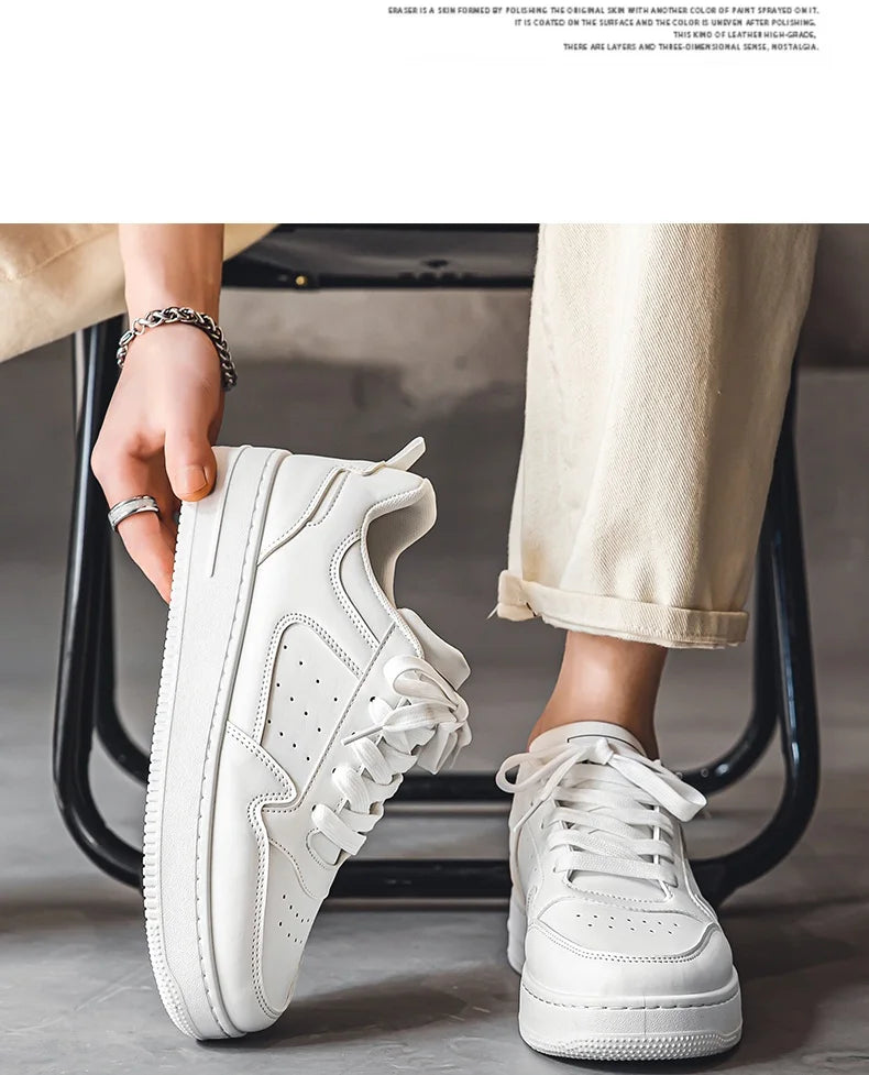 Men's Shoes Comfortable Classic Sports White Fashion Trend Simple and Versatile Casual Outdoor Breathable Walking Flat Shoes - Belvar