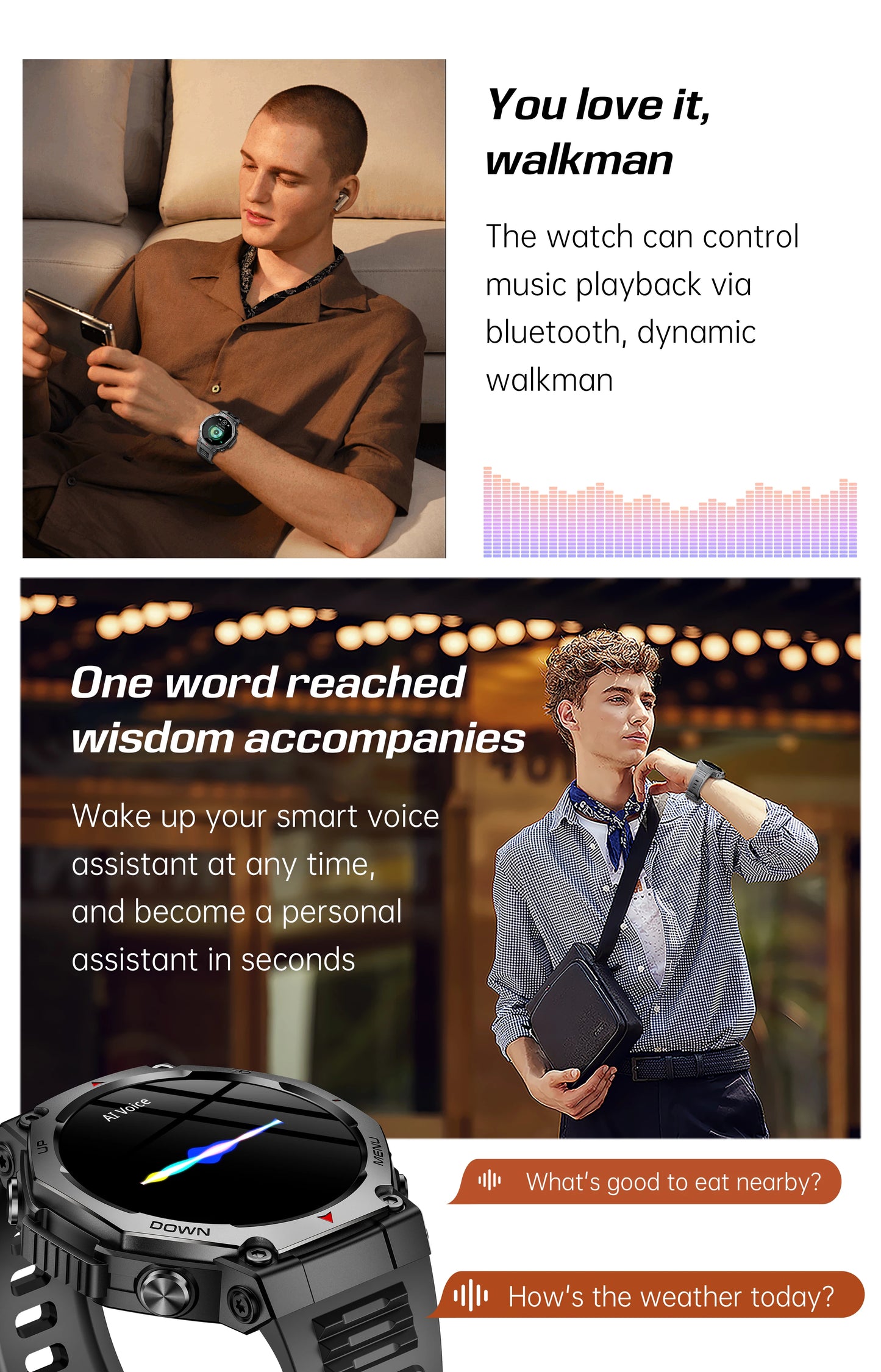 2025 New Military Smart Watch Flashlight/UV Light 5ATM Waterproof Sport Fitness Smartwatch Men Bluetooth Call for Xiaomi IOS