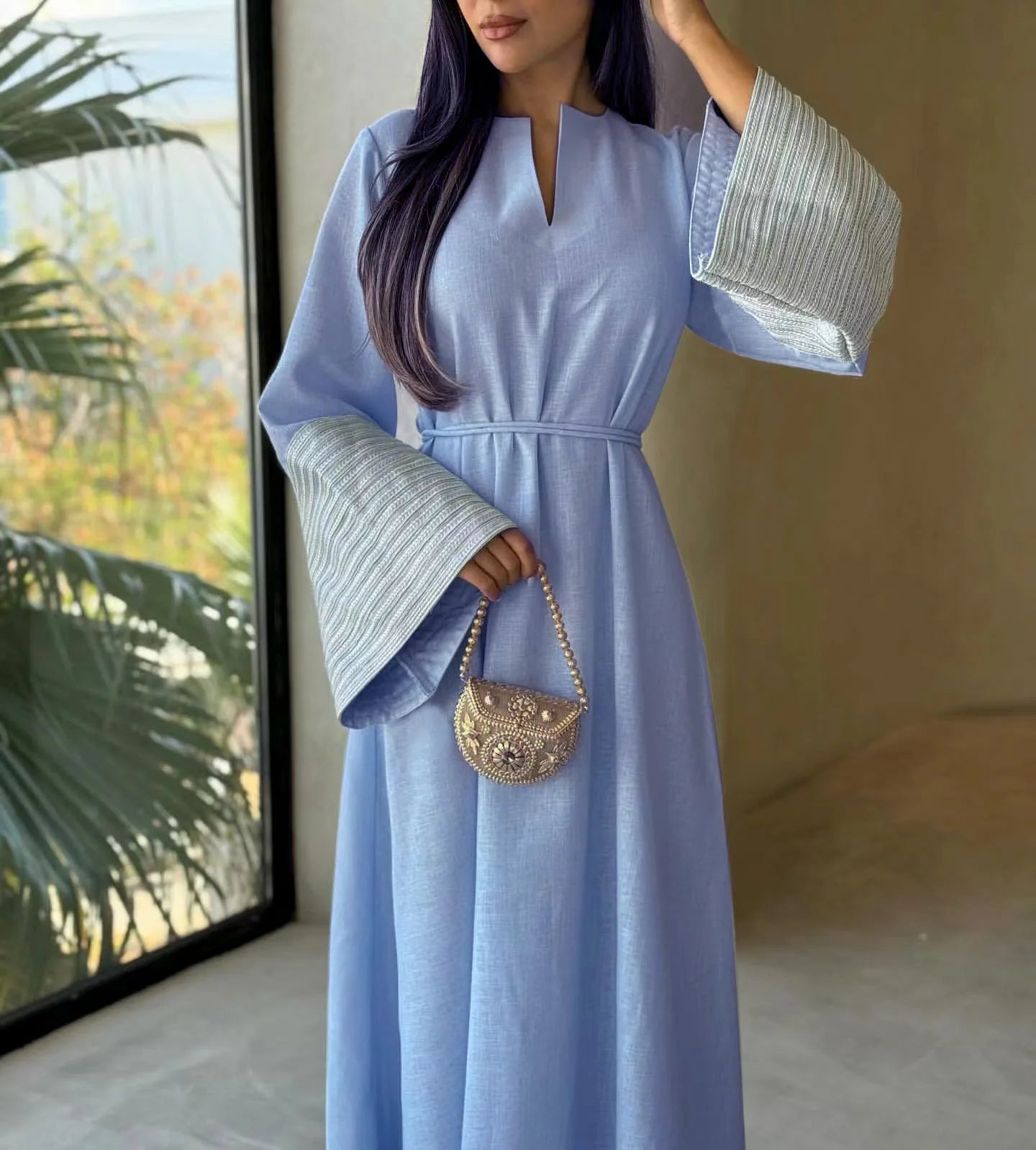 Saudi Arabic Embroidery Muslim Dress for Women Eid Party Gown Dubai Abaya Turkey Kaftan Islam Jalabiya Djellaba Caftan Marocain