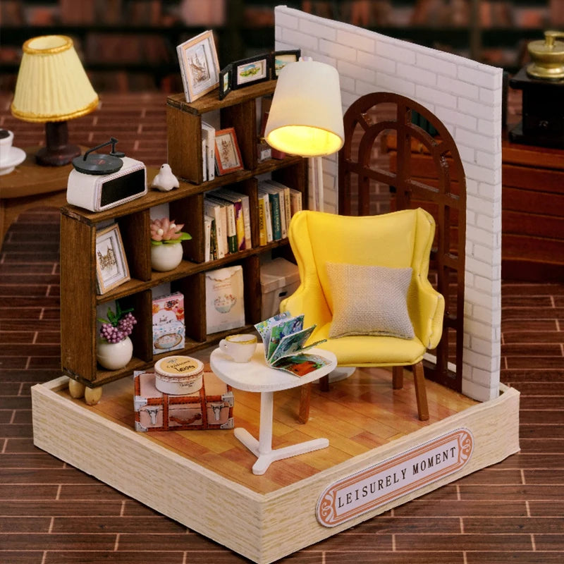Wooden Miniature Doll House DIY Handmade Assembly Model Building Kit With Dust Cover 3D Puzzle Toys Birthday Gifts Dollhouse