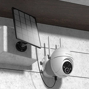 TMEZON Solar Surveillance Camera Outdoor Battery, 2K Wireless PTZ WLAN IP Camera Outdoor Solar Camera with Colour Night Vision