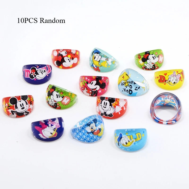 10PCS Anime Stitch Ring Party Favors Kawaii Lilo Stitch Children Acrylic Ring Cartoon Accessories Toy Kids Gift Supplies Ring