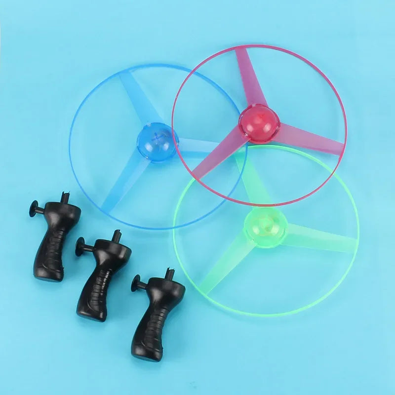 1pc Pull Wire Glow UFO Funny Spinning Flyer Luminous LED Light Handle Top Classic Toys for Kids Outdoor Sport Parent-child Game