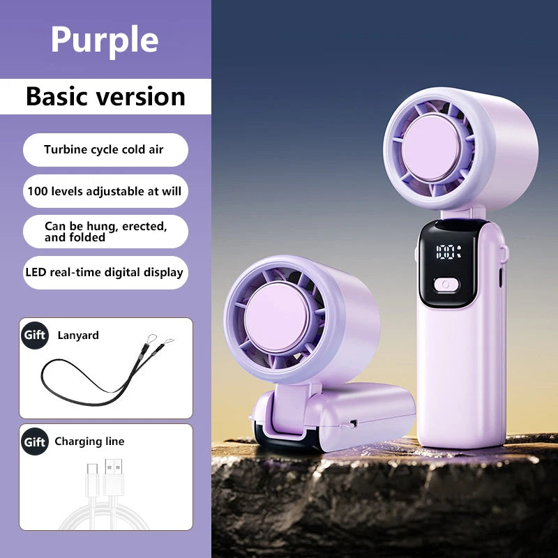 Xiaomi Refrigeration Handheld Electric Fan High-speed Violent Turbo Fan Folding Neck Hanging Ice Pack Small Fan Office Outdoor