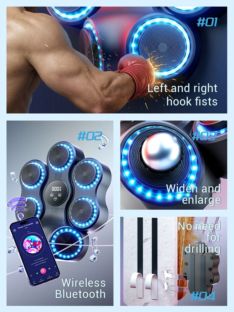 2025 New Music Boxing Machine Bluetooth Adult Electronic Wall Target HookPunch Equipment Target Wall Mounted Gym Home Equipment