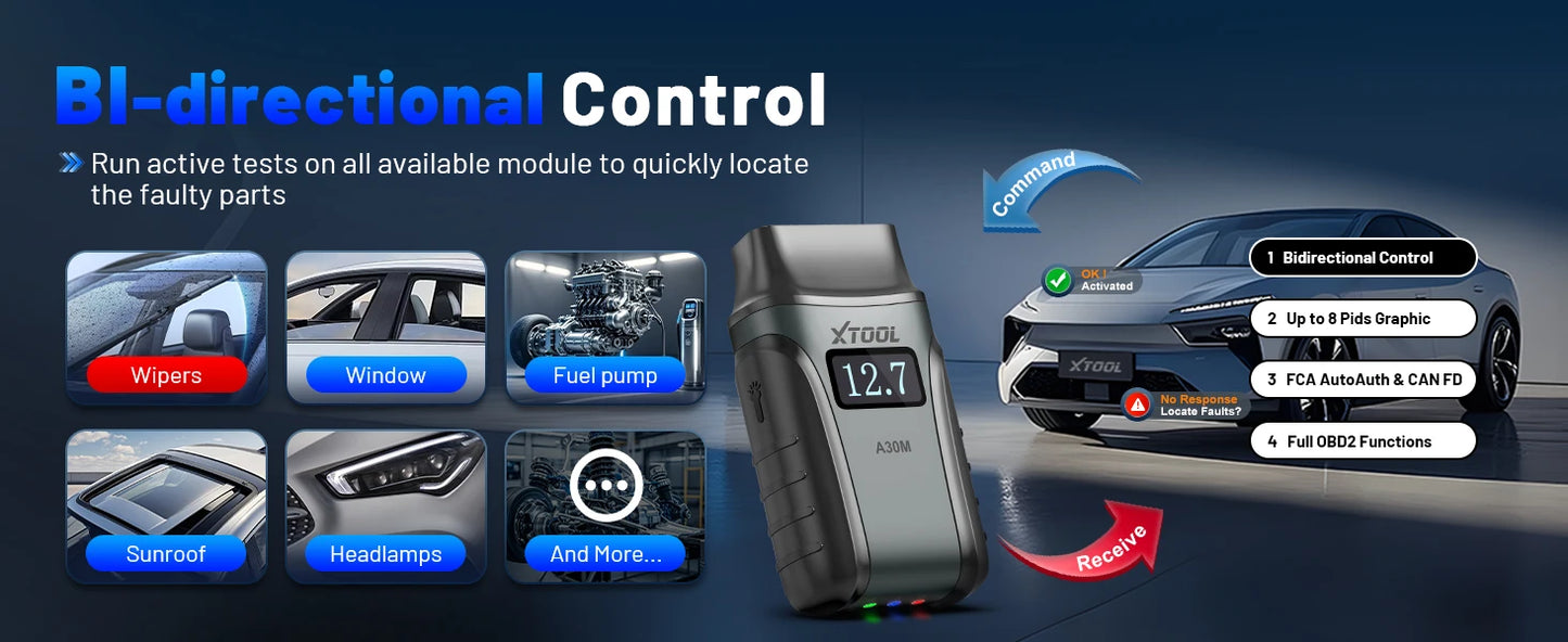 XTOOL Anyscan A30M Bluetooth OBD2 Scanner Car Diagnostic Tools 26+ Reset Service Code Reader FCA AUTOAUTH Lifetime Free Update