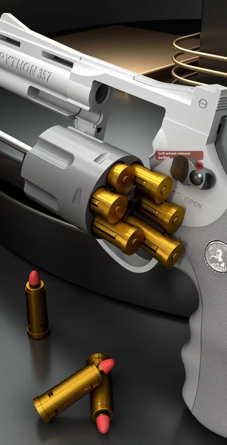 Soft Bullet Toy Gun Set with Ejecting Revolver for Kids, One-Key Detachable Pistol, Continuous Shooting