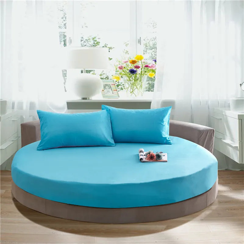 100% Cotton Fitted Sheet Round Hotel Home Extra Soft Round Bed Sheets and Pillowcases Pure Cotton Bedsheet with Elastic Straps