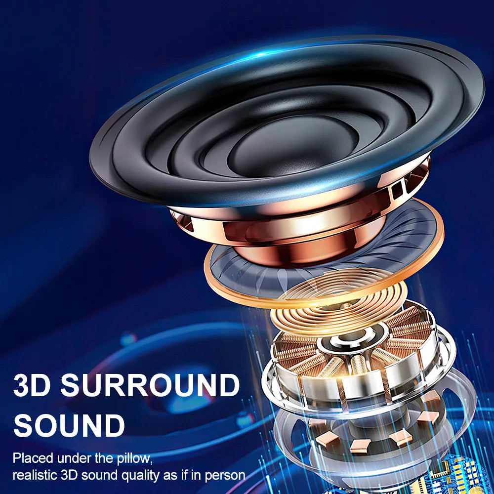 Under Pillow Speaker Bluetooth Mini Bone Conduction Sound Box Wireless Stereo Bass Soundbar Improve Sleep White Noise Speaker