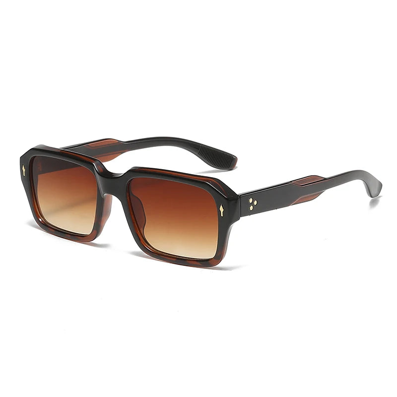 2024 New Square Sunglasses Personalized Sunscreen Ink High Quality Men's Retro Black Classic Rivet Fashion Glasses