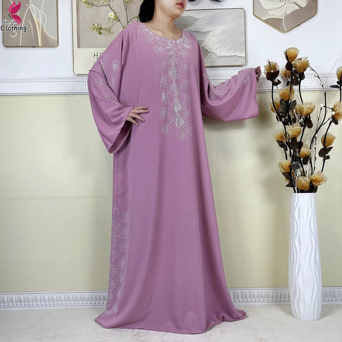 2025New High-Quality Dubai Muslim Abaya for Women Dress Islamic Turkey Femme Clothing Long Sleeve Loose African Dress With Scarf