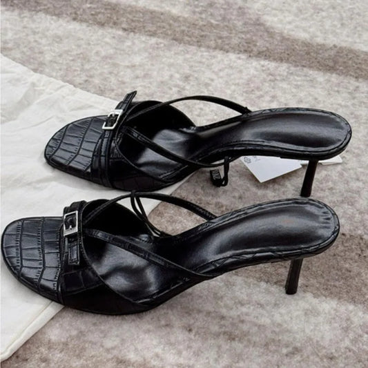 Women's High Heels Slippers Designer Heeled Shoes 2025 Summer Fashion Sandals Pumps Shallow Sexy Slides Stilettos Mujer Zapatos - Belvar