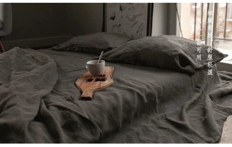 Washed Linen Bed Sheets, Natural Linen Bed Sheets, 1-Piece Set, Breathable and Super Soft Bedding (Excluding Pillowcases)