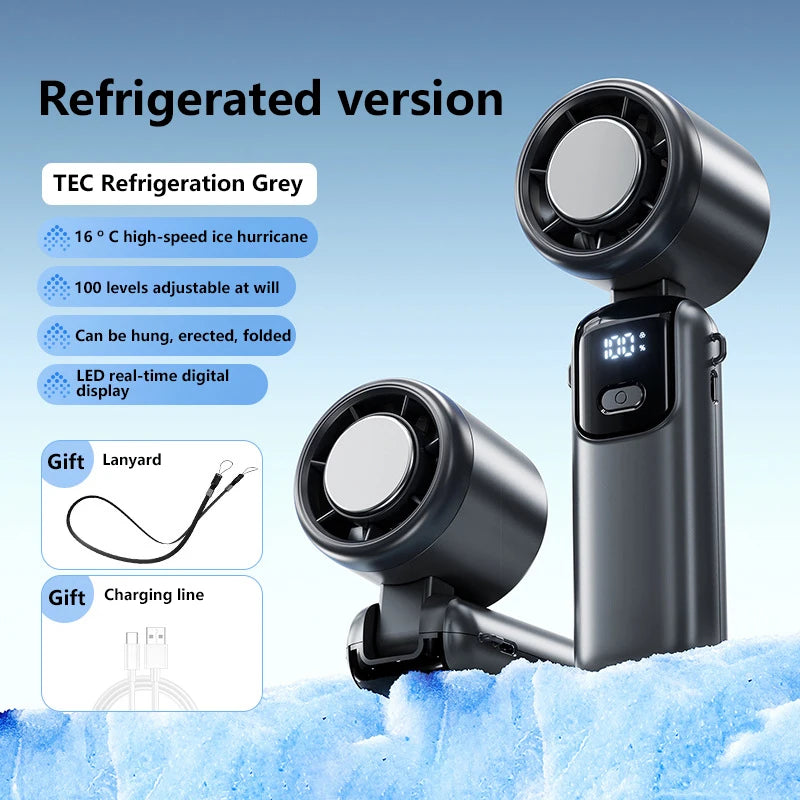 Xiaomi Refrigeration Handheld Electric Fan High-speed Violent Turbo Fan Folding Neck Hanging Ice Pack Small Fan Office Outdoor