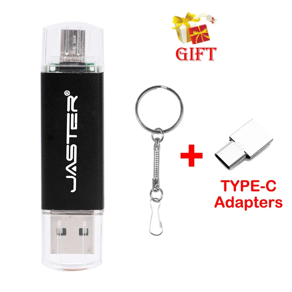 3 In 1 USB Flash Drives 64GB Free TYPE-C Adapters Gifts Pen drive 32GB Black OTG Memory Stick 16GB Key Chain Pendrive 8GB U Disk