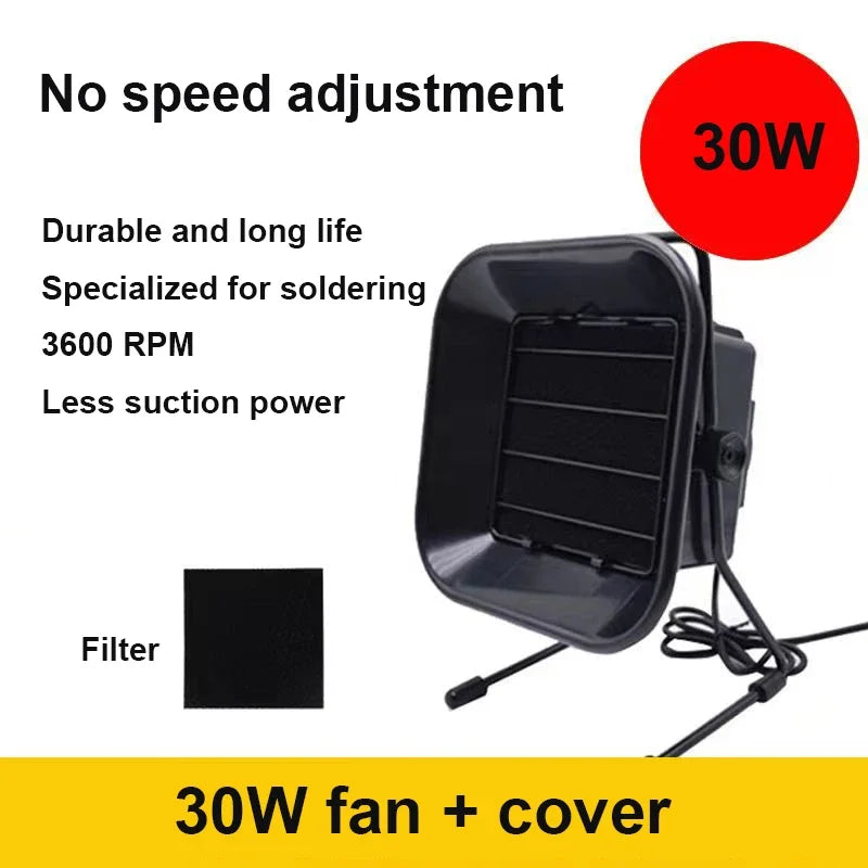30W 50W 60W Adjustable Speed Solder Smoke Absorber ESD Fume Extractor Fan Pipe Duct Exhuast Fan with 2M Pipe Tub Ventilation Fan
